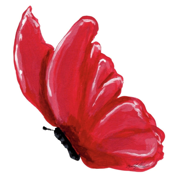 Red Butterfly Waterproof Vinyl Sticker | Hand-Painted 3-Inch Decal for Water Bottles, Laptops & Journals