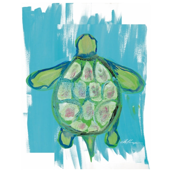 Adorable Turtle Waterproof Vinyl Sticker in Teal Water | Hand-Painted 3-Inch Decal for Water Bottles, Laptops & Journals