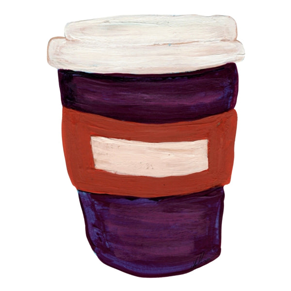 Plum Autumn Coffee Cup - Waterproof Vinyl Sticker | Hand-Painted 3-Inch Decal for Water Bottles, Laptops & Journals