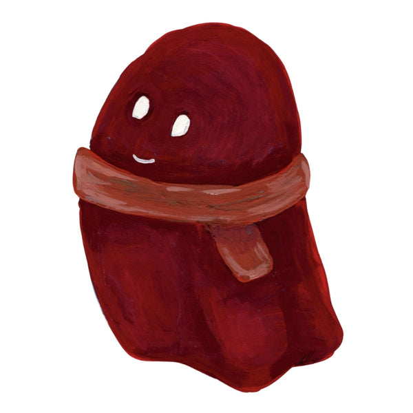 Cute Spooky Burgundy Ghost Waterproof Vinyl Sticker | Hand-Painted 3-Inch Decal for Water Bottles, Laptops & Journals