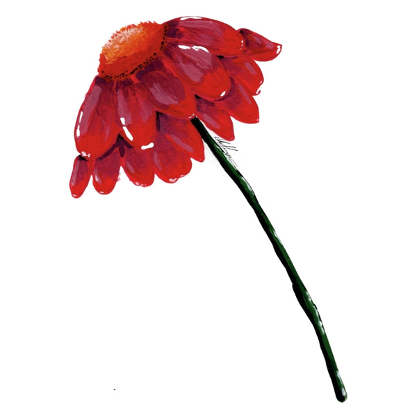 Single Stem Red Coneflower Flower Waterproof Vinyl Sticker | Hand-Painted 3-Inch Decal for Water Bottles, Laptops & Journals