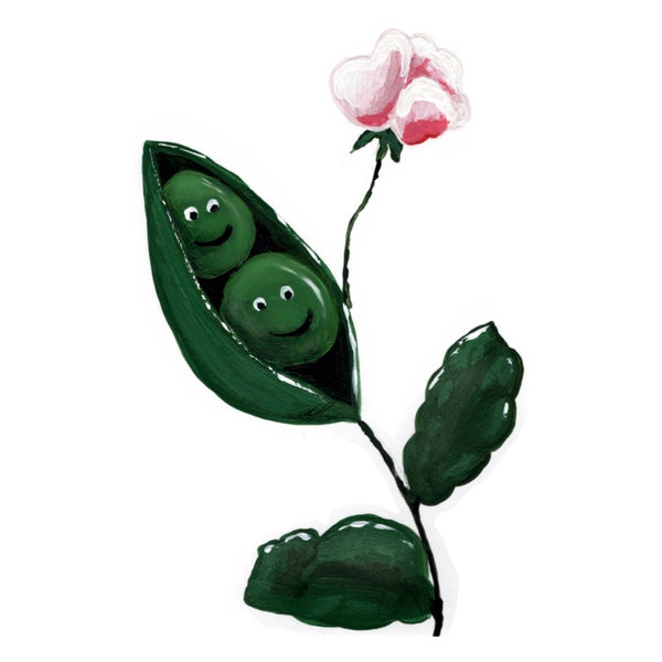 Two Peas in a Pod Waterproof Vinyl Sticker | Hand-Painted 3-Inch Decal for Water Bottles, Laptops & Journals