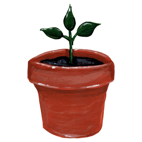 Baby Plant in a Terracotta Pot Waterproof Vinyl Sticker | Hand-Painted 3-Inch Decal for Water Bottles, Laptops & Journals