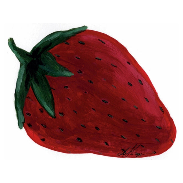 Berry Red Strawberry Waterproof Vinyl Sticker | Hand-Painted 3-Inch Decal for Water Bottles, Laptops & Journals