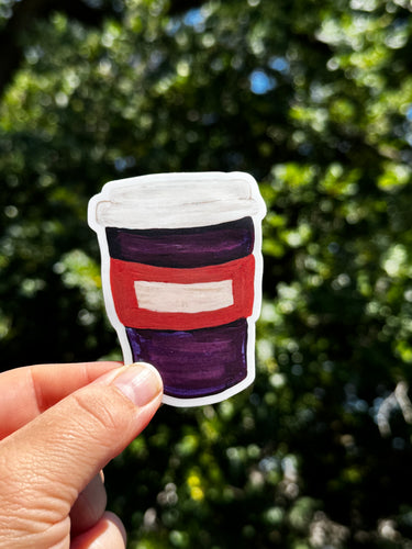 Plum Autumn Coffee Cup - Waterproof Vinyl Sticker | Hand-Painted 3-Inch Decal for Water Bottles, Laptops & Journals