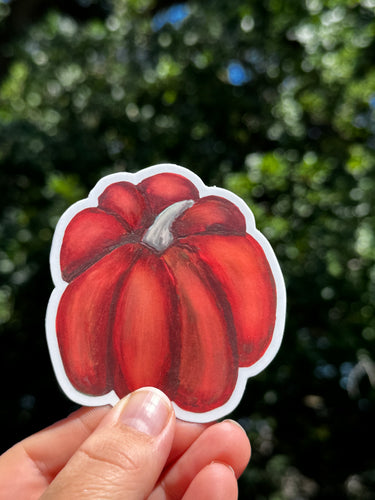 Autumn Pumpkin Waterproof Vinyl Sticker | Hand-Painted 3-Inch Decal for Water Bottles, Laptops & Journals