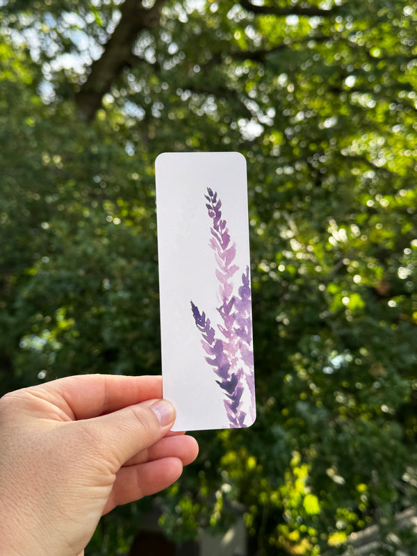 Watercolor Lavender Bookmark | Hand-Painted Design | Light Gloss Finish