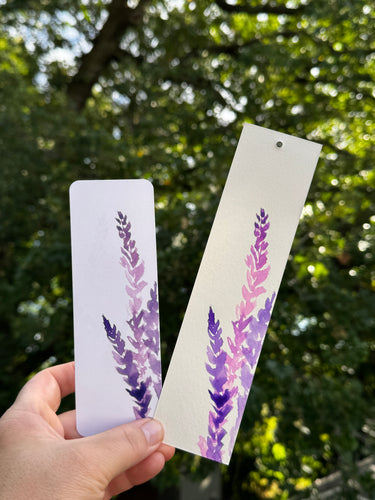 Watercolor Lavender Bookmark | Hand-Painted Design | Light Gloss Finish