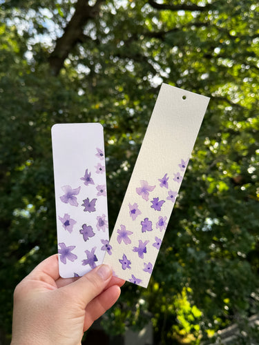 Watercolor Purple Flowers Bookmark | Hand-Painted Design | Light Gloss Finish