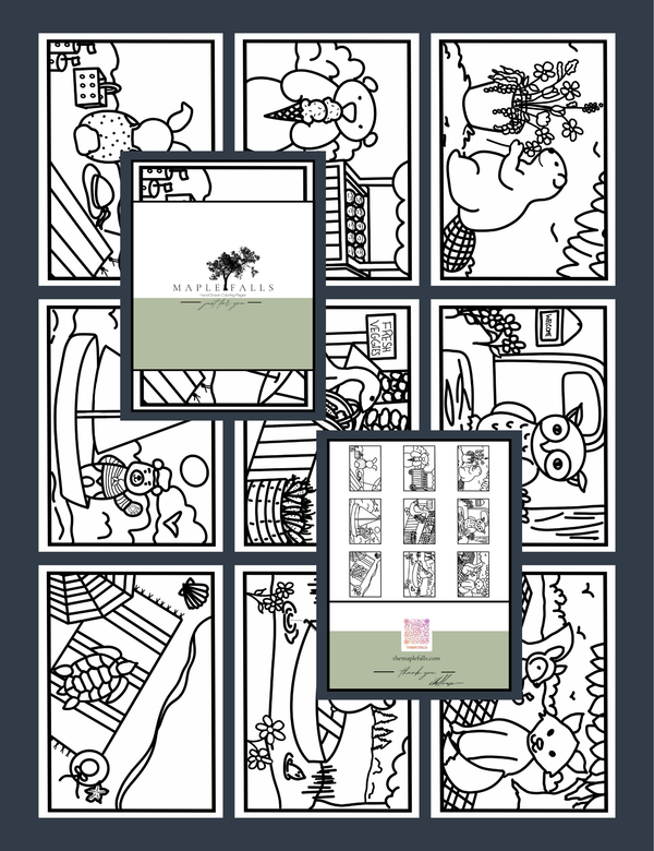 Animals Doing Human Things Coloring Page Bundle
